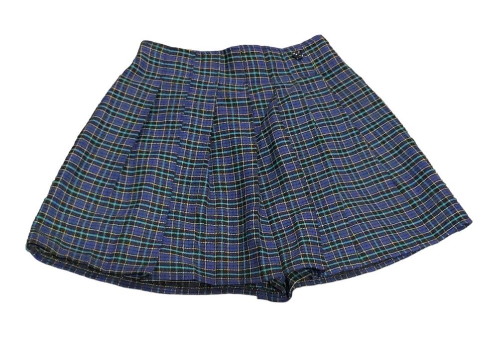 Plaid Blue Green & Black Girls School Uniform Skort / Shorts | Size 10